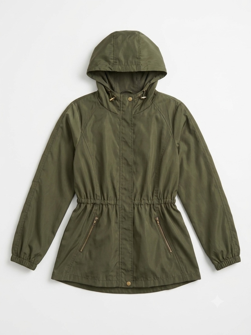 Olive Green Women's Hooded Anorak Jacket